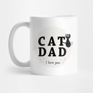 Cat Dad text with cute black cat Mug